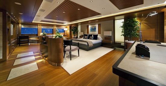Plenty of room in the Master Stateroom of Luxury charter yacht Mary Jean II