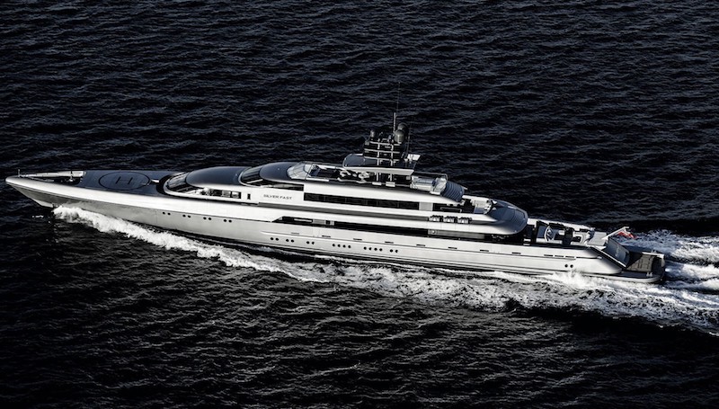 Silver Fast Super Yacht Aerial View