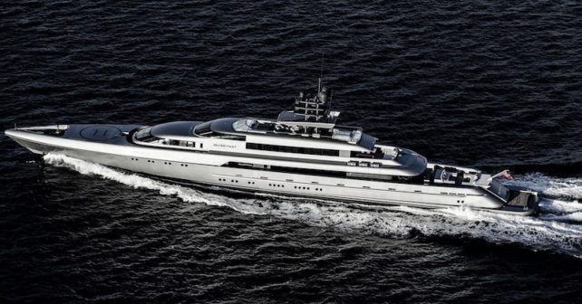 Silver Fast Super Yacht Aerial View