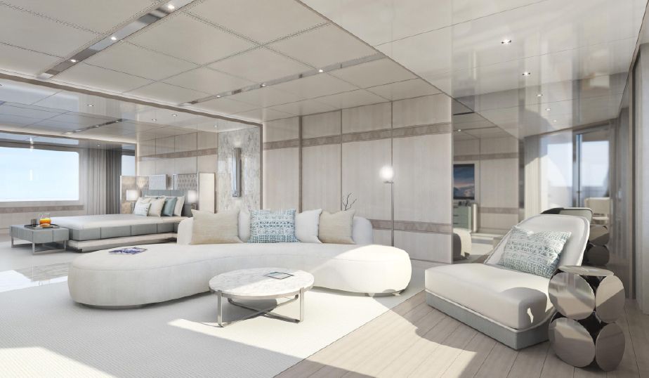 Spacious master stateroom on Infinity Superyacht